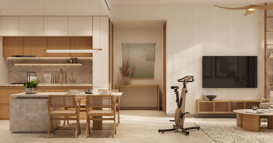 One-bedroom open-plan living and kitchen